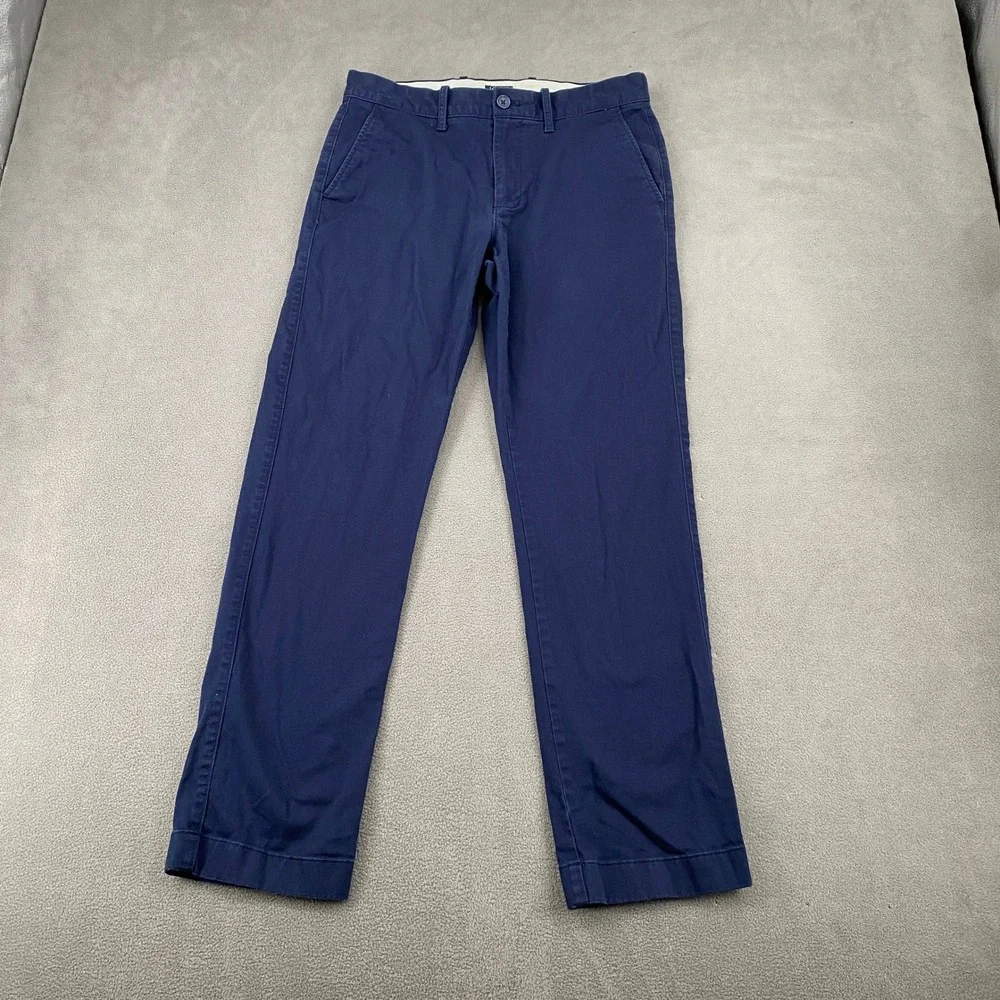 J.Crew Flex Straight Fit Chino Pants Mens 29x30 Navy Blue Stretch Cotton 5349